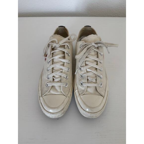 Converse Comme De Garçons Women’s White Low Sneakers Red Heart Size 8 - Picture 7 of 8